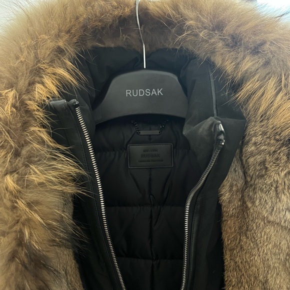 RUDSAK Black Ski Jacket with Tan Fur Collar - Picture 2 of 5